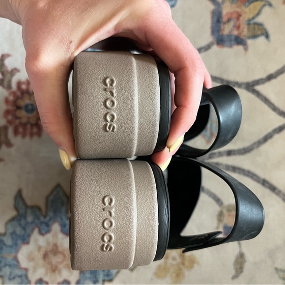 CROCS Black and Tan Platform Sandals - Picture 4 of 5